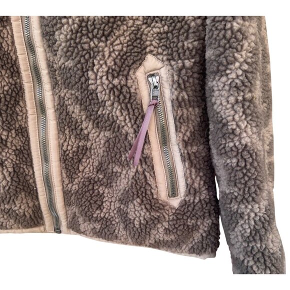 Patagonia Jacket Womens Large Pile Sherpa Fleece Full Zip Divided Sky Brown Gorp - Picture 4 of 11